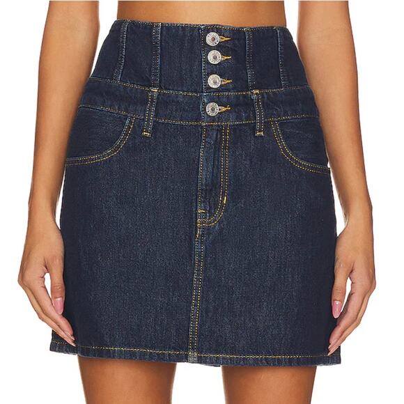 RE/DONE Corset Denim Mini Skirt Indigo SIZE 27 Jean Western Designer $285 NEW - Picture 9 of 12